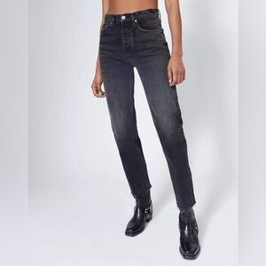 RE/DONE High Rise Stove Pipe Jeans - Aged Black
